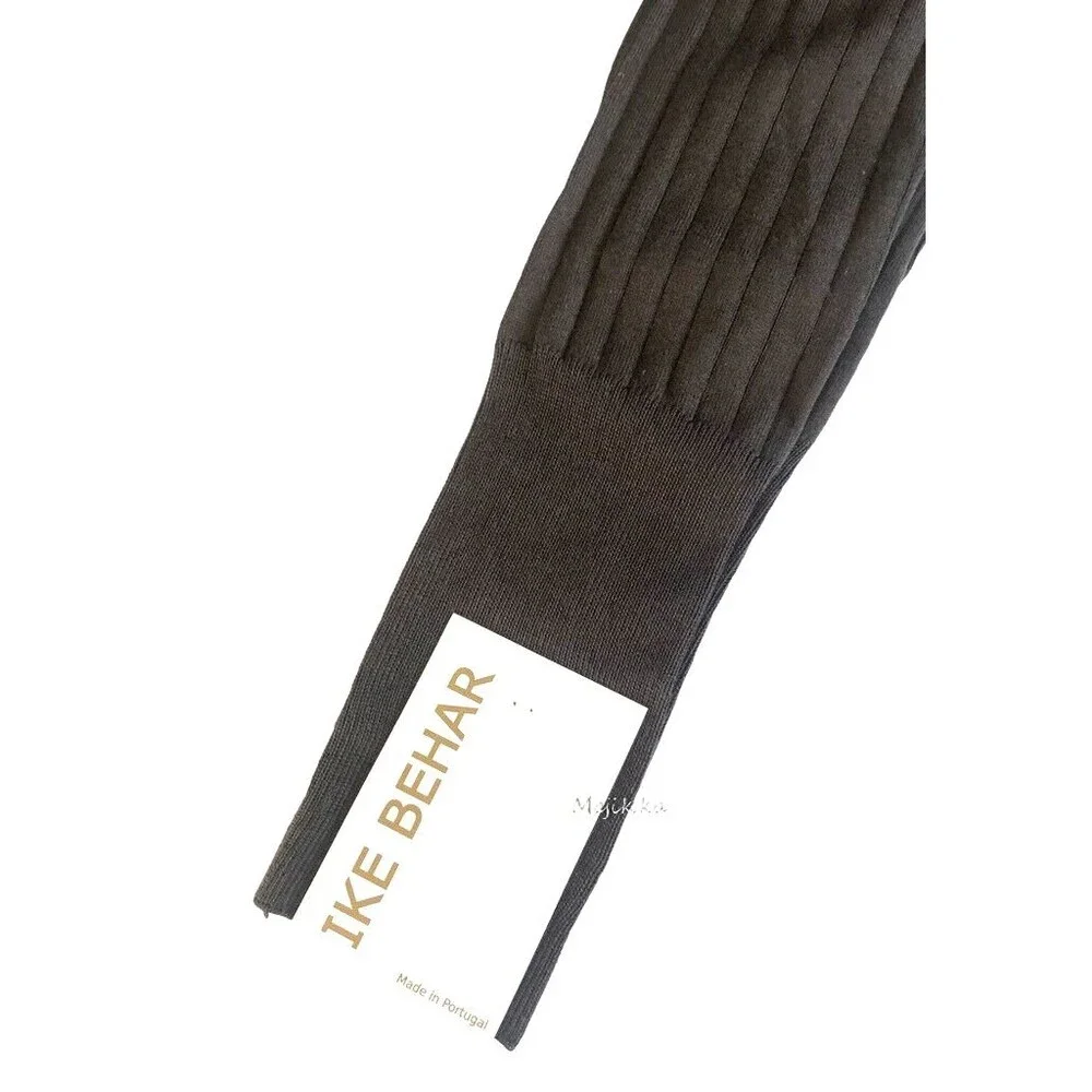 Ike Behar Mens Over the Calf Knee Dress Socks Brown Portugal Cotton Size 10-13